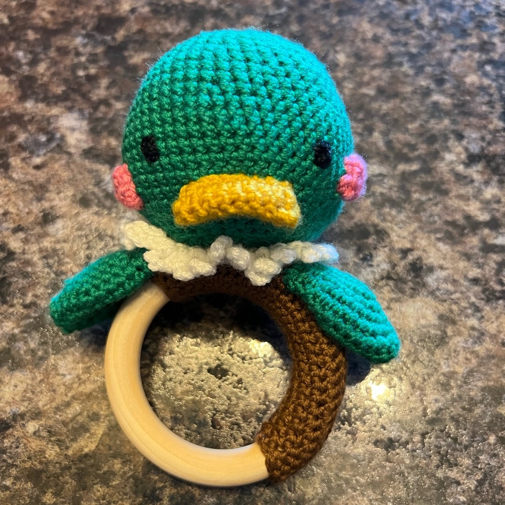 Mallard crochet rattle